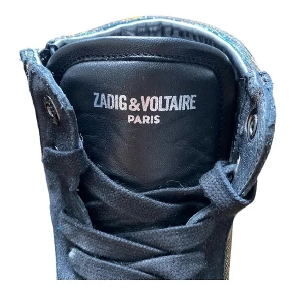 Zadig & Voltaire High Flash Shift Sparkle Leather Sneakers High T…​​​ - Picture 12 of 15